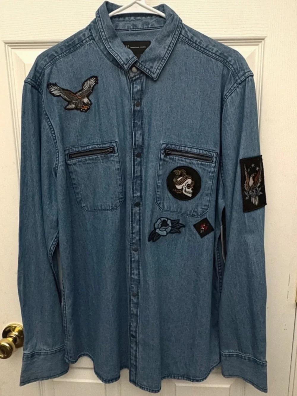 INC Mens Denim Snap Front Shirt Size Large New - Picture 2 of 5